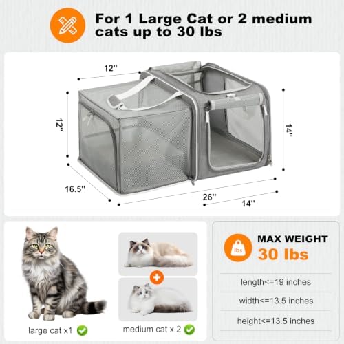 pidipiti 20x14x14 Expandable Large cat car Travel Carrier - Image 2