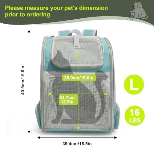 halinfer Backpack to Carry Cat and Small Puppy up to 16 Pounds, Breathable Pet - Image 2