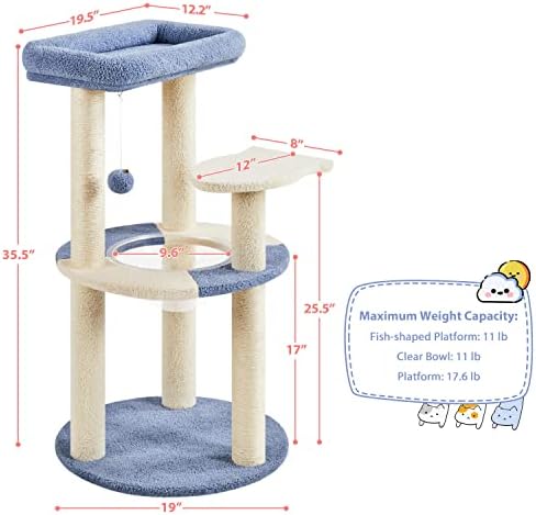 Topeakmart 35in Cat Tree Cat Tower Furniture w/Dangling Ball Platform Perch and - Image 3