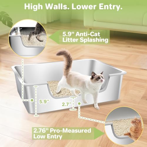 Low Entry Litter Box for Senior or Disabled & Injured Cats, Stainless Steel - Image 3