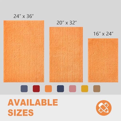 CozeCube Orange 24"x16" Shaggy Non Slip Soft Washable Bath Mat - Image 3