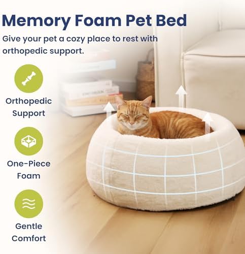 PAWSPIK Comfort Orthopedic Faux Rabbit Fur Memory Foam Cat & Small Dog Bed - Image 2