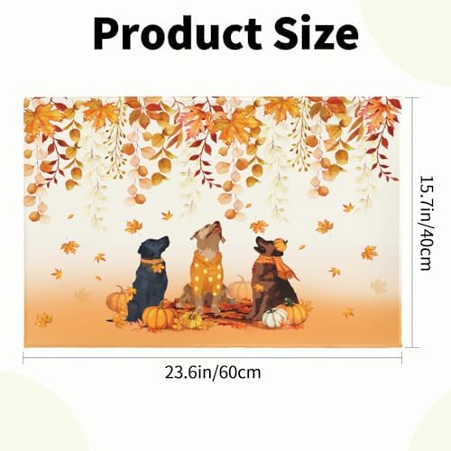 Giwawa Fall Dogs Bath Rug Autumn Leaves Bathtub Mat Non Slip Absorbent Holiday - Image 3