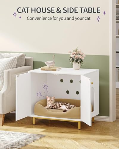 Hzuaneri Cat Litter Box Enclosure, Hidden Litter Box Furniture, Sisal Mat - Image 3