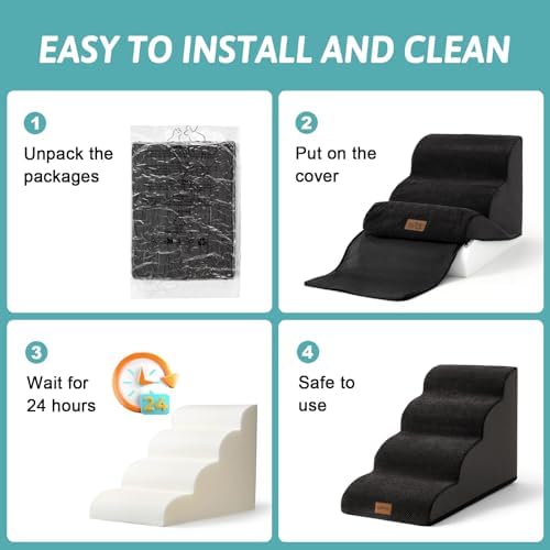 COZY KISS Dog Stairs for Small Dog 19.7" H, 4 Step Pet Ramp for Bed - Image 6