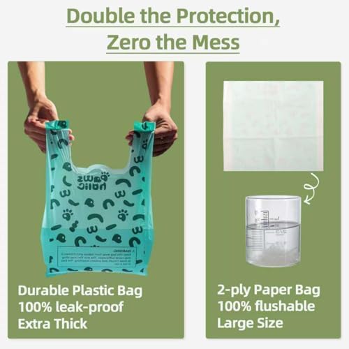 2-Ply Dog Poop Bags with Paper Towels-100 Pieces-Ultra Thick and Leakproof Pet - Image 3