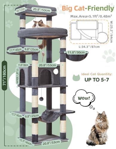 Taoqimiao Heavy-Duty Cat Tree, 71 in Cat Tower - Image 2