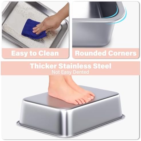 Stainless Steel Litter Box for Kitten, 15.7"×11.8"×4" Small Litter Box for - Image 5