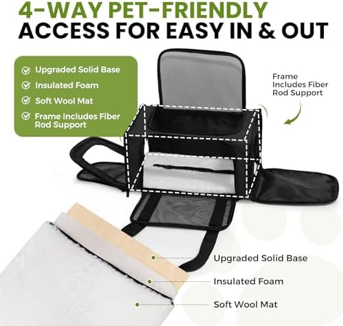 Soft-Sided Cat Carrier 20x13x13 in Expandable Travel Pet Bag 22LBS - Image 3