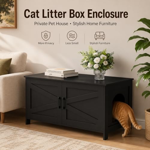 Homhedy 39.4" L Cat Litter Box Enclosure - Image 3