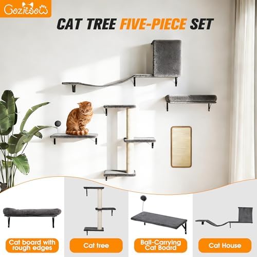 5Pcs Wall Mount Cat Tree & Shelf Furniture - Image 2