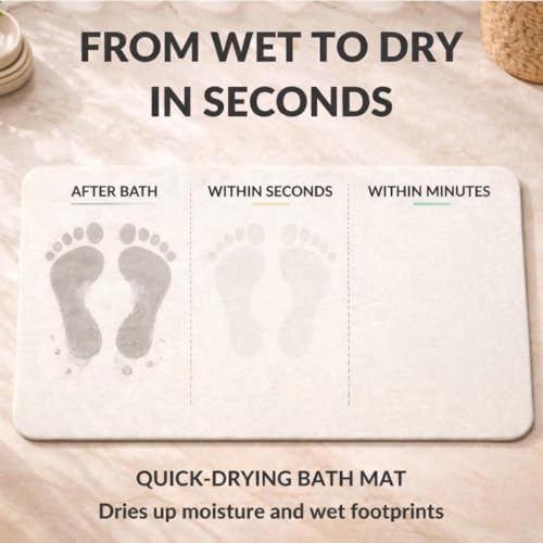 Stone Bath Mat – Diatomaceous Earth Quick Drying Non-Slip Bathroom Mat – - Image 5