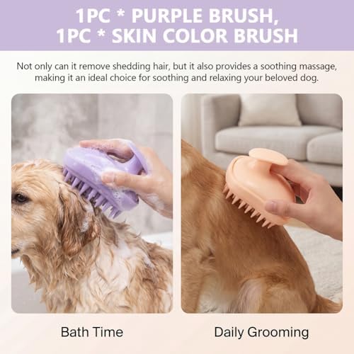2 Pack Dog Bath Brush 2-in-1, Small Pet Silicone Brush - Image 3