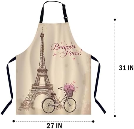 Tower Eiffel and Bicycle Waterproof Apron Kitchen Chef Aprons Bibs - Image 2