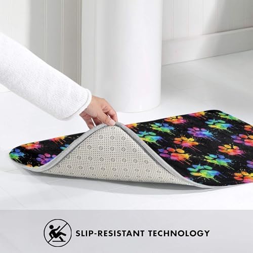 Watercolor Dog Paws Bath Mat Non-Slip Soft Microfiber Bathroom Rugs Washable - Image 4