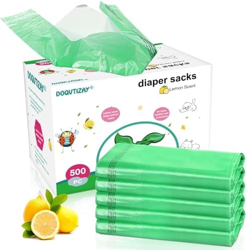Baby Disposable Diaper Bags 500 Count Easy-To-Tie Diaper Sacks Enhanced Odor by DOQVTIZAY