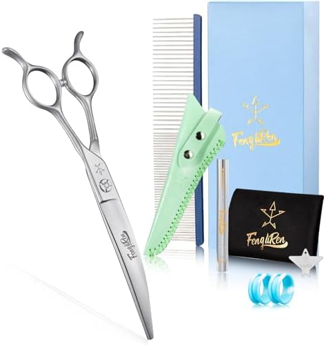 High-end Professional Dog Grooming Curved Scissors Pet Curved Shears 7 Inches by Fengliren%C2%AEDedicatedToScissorsForOver40Years