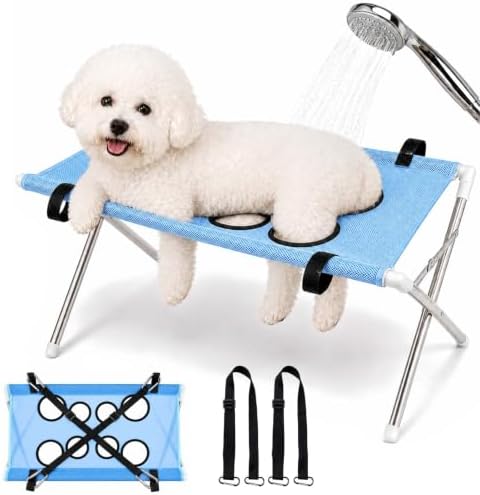 Dog Bath Hammock with Stand, Foldable Grooming Table by Unknown