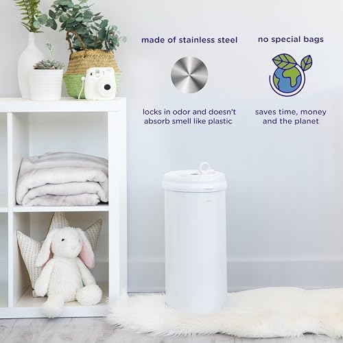 Ubbi Stainless Steel Diaper Pail, No Special Bags, Odor-Locking, Open Water - Image 4