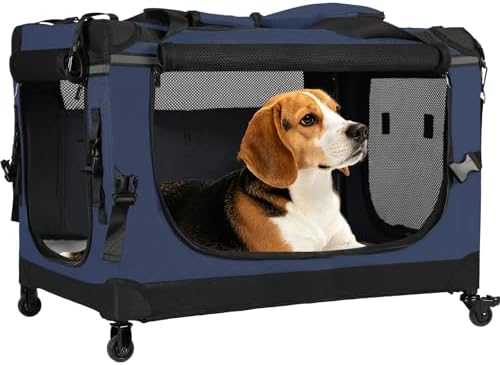 PEGIC 30" Collapsible Rolling Dog Crate by PEGIC