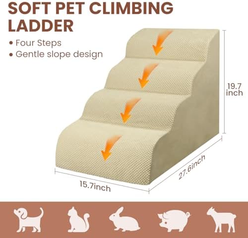 Dog Stairs for Small Dogs, High Density Foam Dog Steps, Extra Wide Non-Slip Pet - Image 2