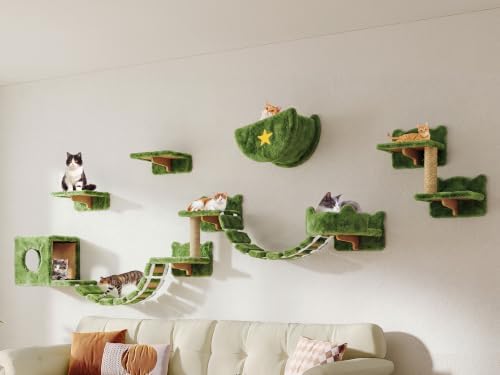 Cat Wall Furniture, 13 in 1 Moon & Bridge Cat Wall Shelves by Homiflex