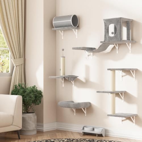7-in-1 Cat Wall Shelves, Wall Mounted Climber Set by NUNULAB