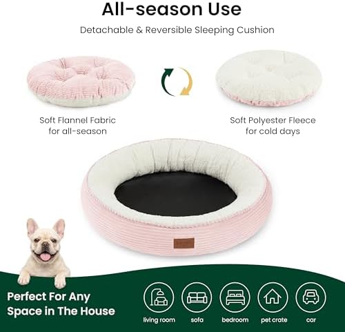 Love's cabin Round Donut Cat and Dog Cushion Bed, 30in Pet Bed - Image 3