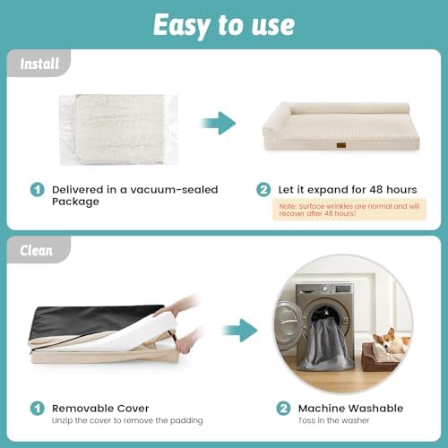 COZY KISS Orthopedic Dog Bed for Large Sized Dogs, L Shaped 36x27 inch - Image 5