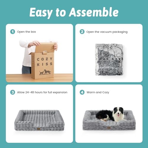 COZY KISS Faux Fur Orthopedic Extra Large Dog Bed, XL 44x32 inch - Image 6