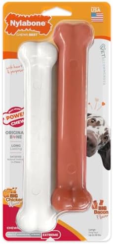Nylabone Power Chew Original Bone Dog Toys, Chicken & Bacon Flavor by Nylabone