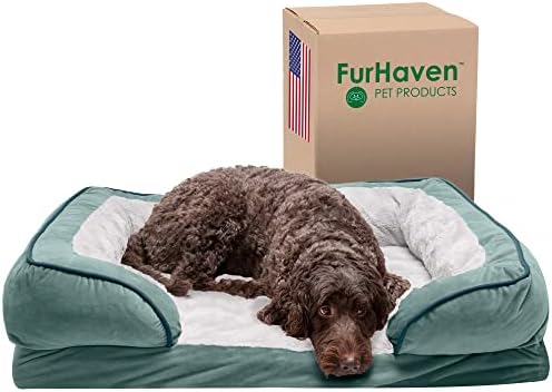 Furhaven Cooling Gel Dog Bed for Large/Medium Dogs w/ Removable Bolsters & by FurHaven