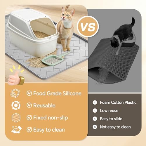 Silicone Cat Litter Mat for litter box Large 34" X 22"-Easy to Clean Cat Litter - Image 3