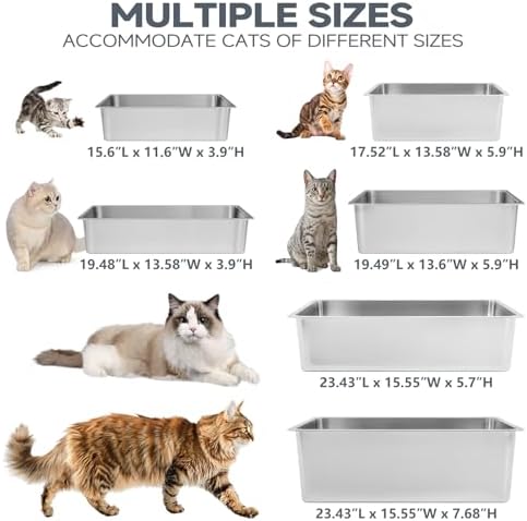 Kirecoo XXL Stainless Steel Cat Litter Box High Sided - Image 7