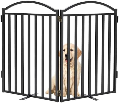 Malier Metal Freestanding Dog Gates, Outdoor Indoor Dog Fences, Extra Wide by Malier
