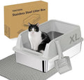 TENTIZON 2 Pack Stainless Steel Cat Litter Box, XL Large Metal Kitty Litterbox by TENTIZON