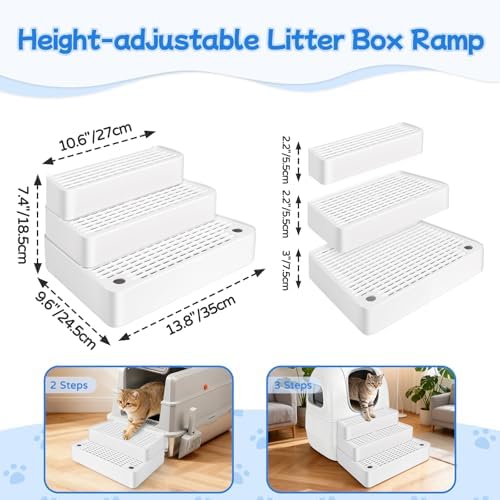 Extra Large 3 Steps Litter Box Ramp, Adjustable Cat Litter Box Step - Image 2