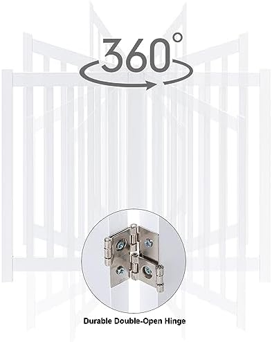 LZRS Wooden Free Standing Dog Gate 80" W x 30" H, Foldable Solid Hardwood Pet - Image 5