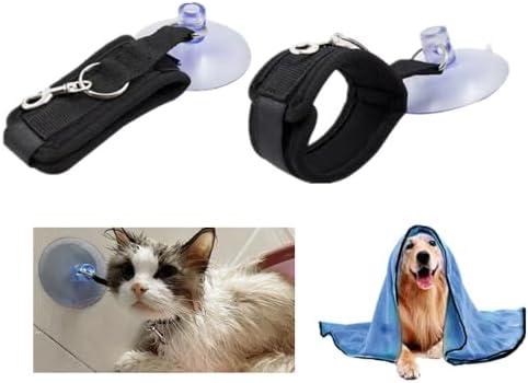 2Pcs Dog Bathing Tether with Suction Cup, Adjustable Collar Pet Bathing Fixture by Dlmlemu