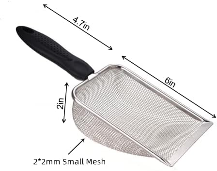 Small Mesh Stainless Steel Cat Litter Scoop Fine Mesh Metal Reptile Litter - Image 2