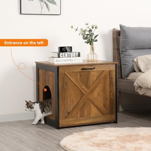 Dwanton Cat Litter Box Enclosure, Hidden Litter Box Furniture, 23.6 Inches - Image 3