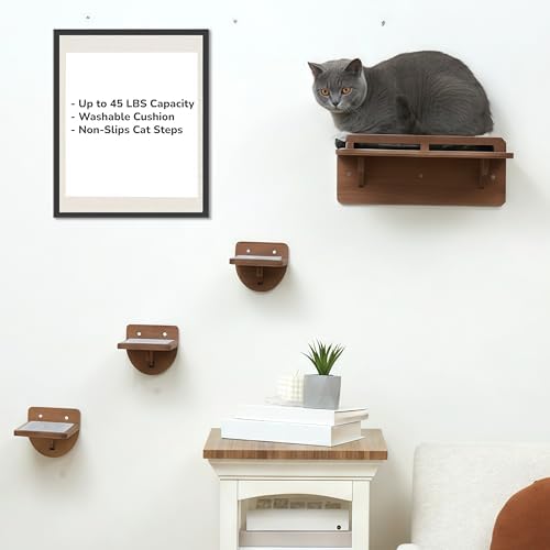 45LBS Cat Wall Shelves with 3 Non-Slips Steps, Space-Saving Mounted Cat Wall by PURRHOUSE