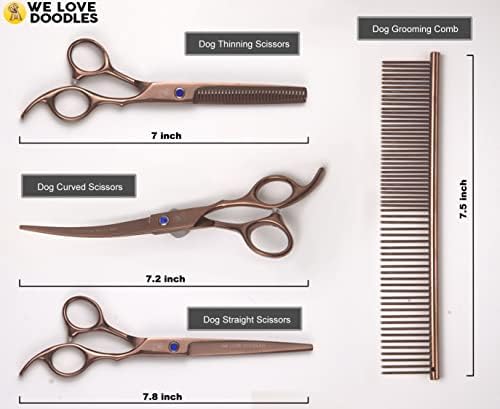 Dog Grooming Scissors Kit, 4 Pieces, Straight & Thinning Shears Set - Image 3