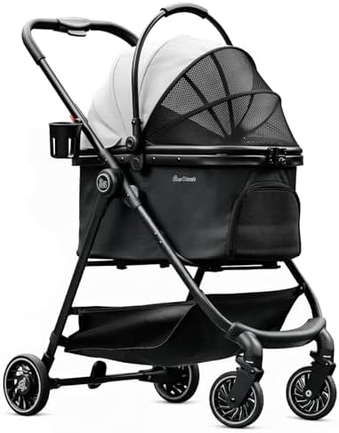Pet Stroller for Small Dogs and Cats, One-Click Foldable Dog Stroller by Pawccoli
