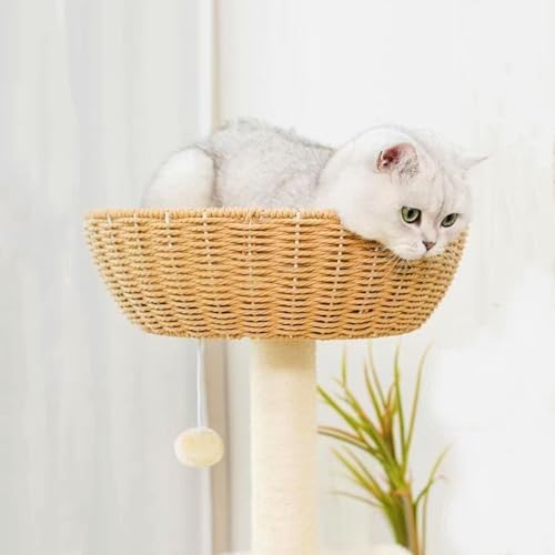 SHENGOCASE Cat Tree Tower with Rattan Wicker Basket, Handwoven Large Nest - Image 2