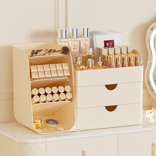 Makeup Organizer for Vanity Skincare Organizers Countertop, All Cream by KQJS