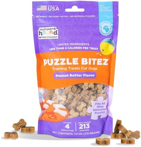Outward Hound Nina Ottosson Puzzle Bitez Dog Treats, Peanut Butter, 7.5 oz by OutwardHound