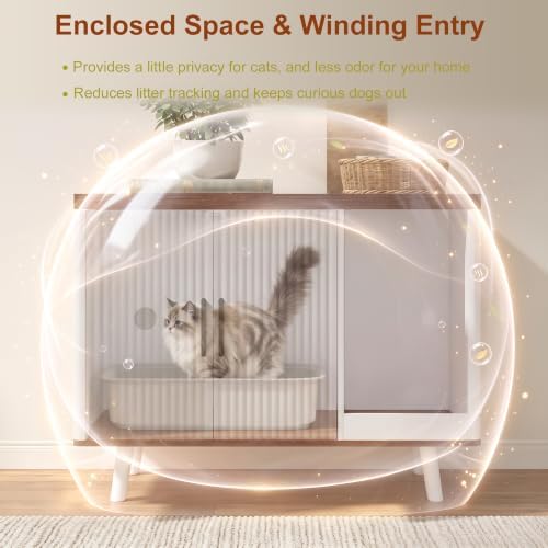 FROMJBEST Cat Litter Box Enclosure, 30.7" Hidden Litter Box Furniture - Image 2