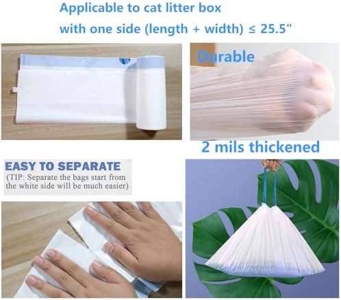 100 Count Cat Drawstring Litter Box Liners 26.6x16.7 inches 2Mils Super Thick - Image 3
