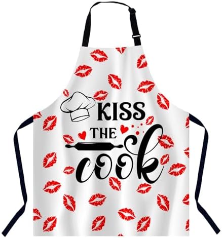 Kiss The Cook Bib Apron with Adjustable Neck by Unknown